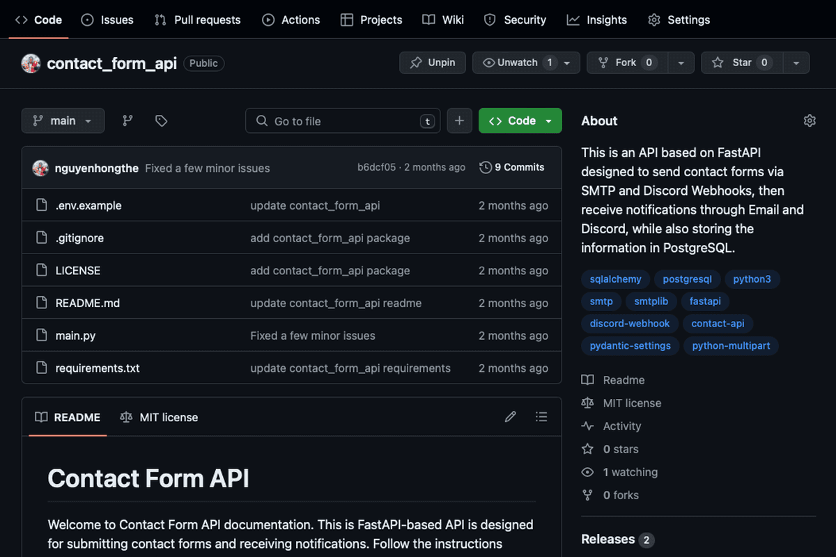 Contact Form API